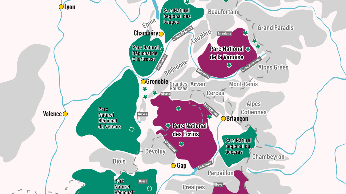 National Parks and Protected Areas of the French Alps — Map and Guide