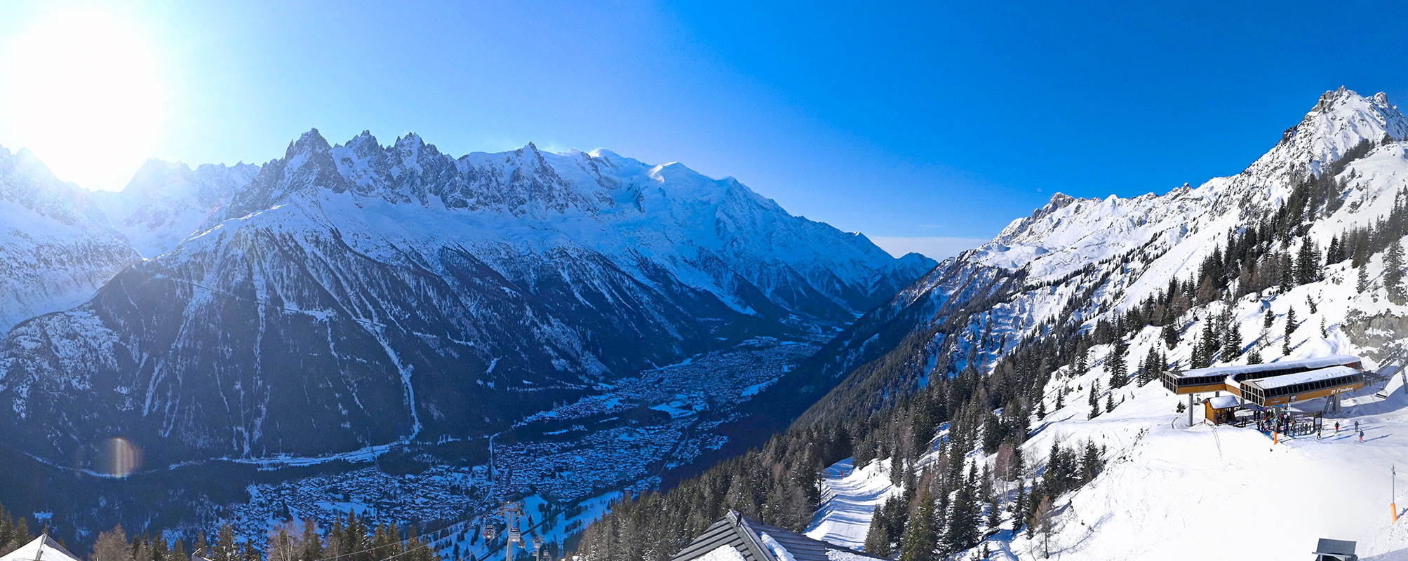 Snow cover in Chamonix in january