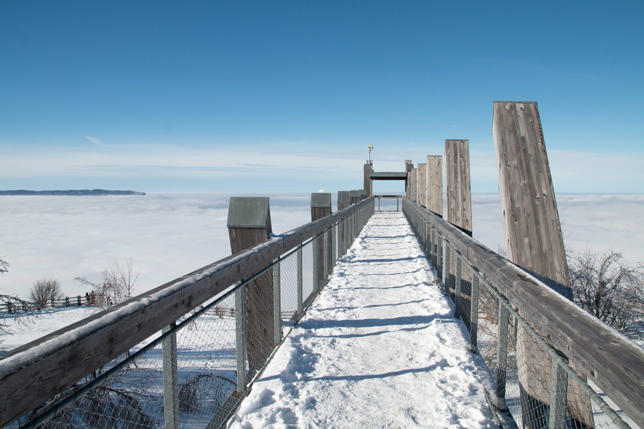 Sea of clouds at the summit of Le Revard above Chambéry in winter