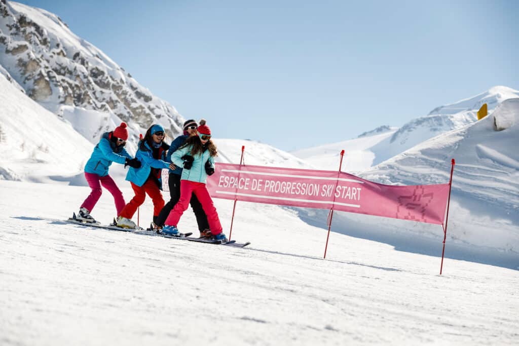 Tignes beginner area — free access to nursery slopes at one of Europe's largest ski resorts