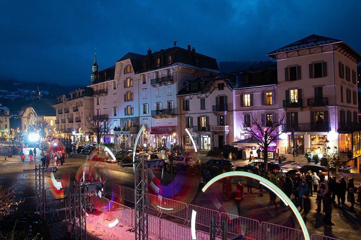 Saint-Gervais during the Fête des Lumières, Haute-Savoie