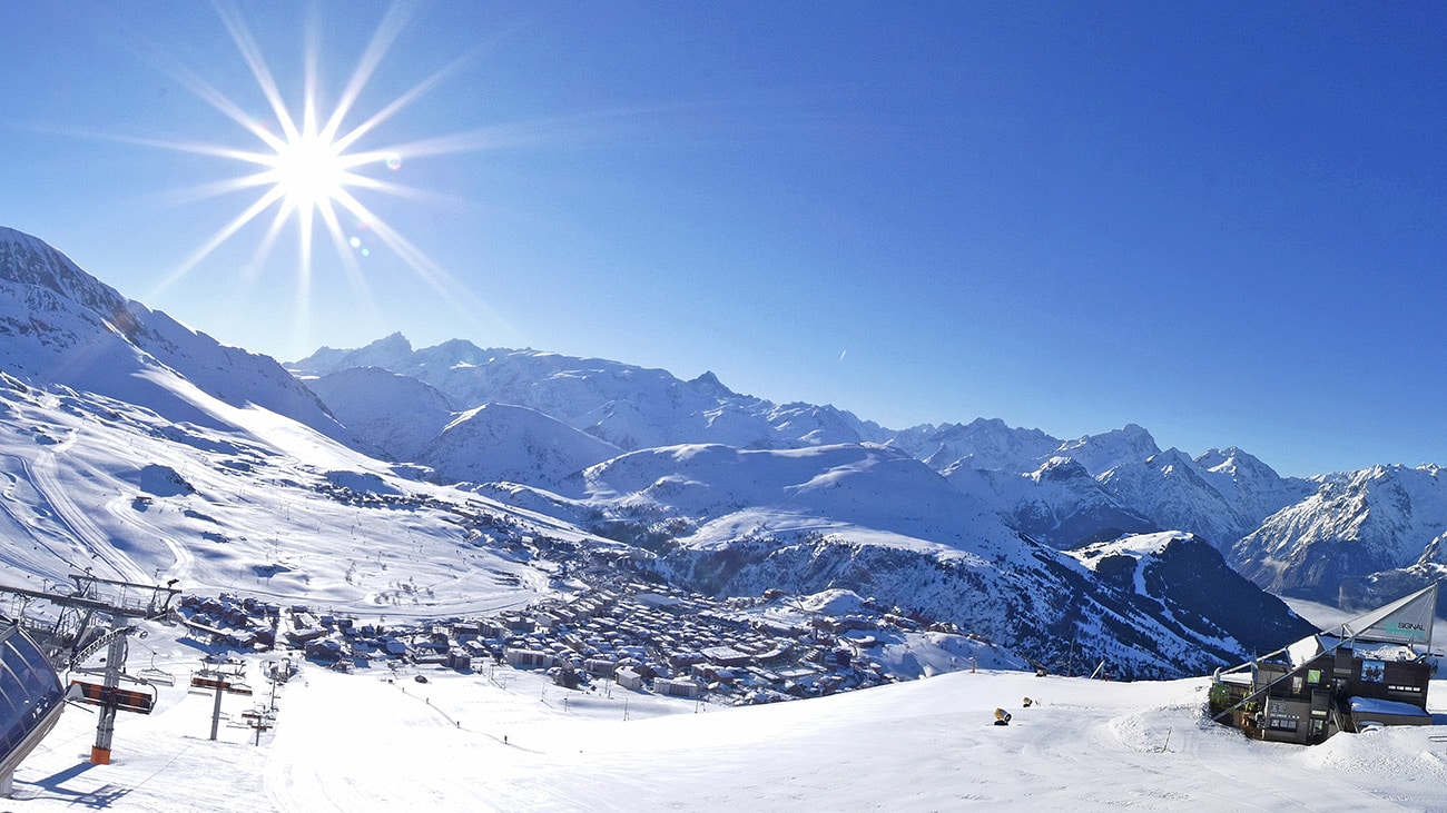 Alpe d'Huez ski resort — 34 green runs, 31% of domain